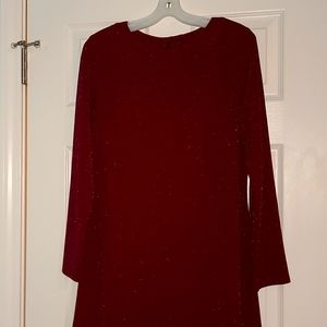 Chaps Burgundy Metallic Knee Length Dress Size M